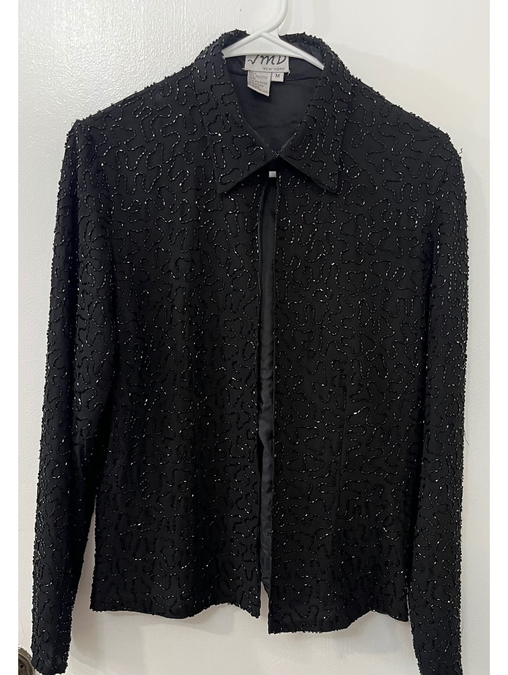 Vintage VMD New York Black Beaded Long Sleeve Jacket Size M